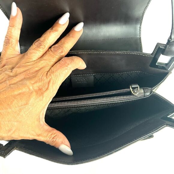 Gucci Brown and Black GG Monogram Shoulder Bag - Picture 8 of 17